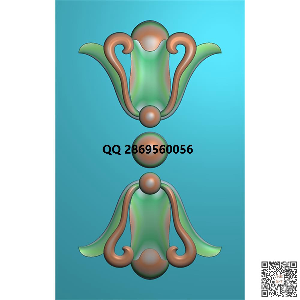 QT-016 洋花 柱身花_竖板精雕图竖形洋花贴花建材洋花精雕图浮雕图